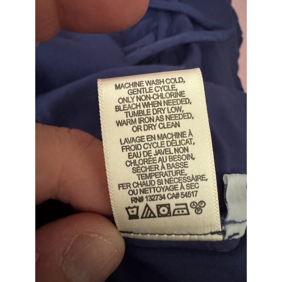 Side Stitch Button Down Top with Ruffle Neck Saphhire Stone Medium NWOT - Picture 14 of 14